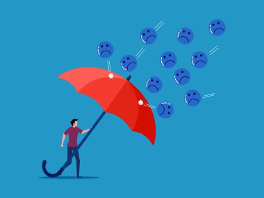 Duygularını engelle ya da kontrol et. İnsan kendini büyük şemsiyelerle olumsuz düşüncelerden korur.