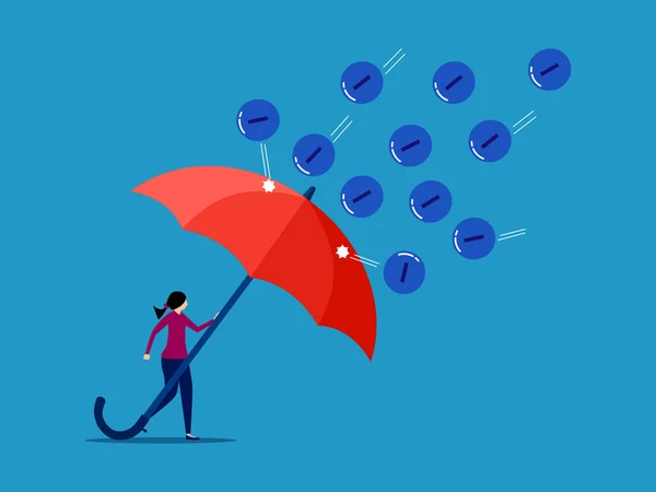 Védeni Vagy Irányítani Érzelmeket Védi Magát Nagy Esernyővel Negatív Gondolatok — Stock Vector