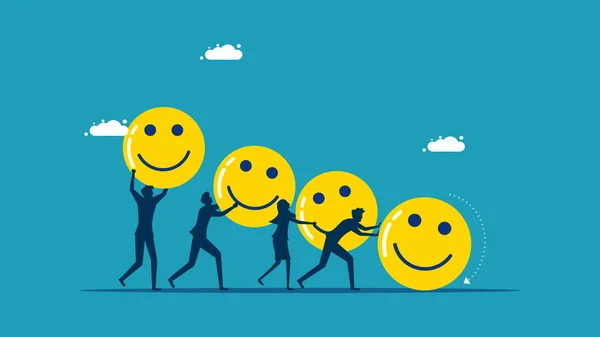 Бизнес Команда Продвигает Оптимистическое Мышление Вектор Концепции Счастливой Работы — стоковый вектор