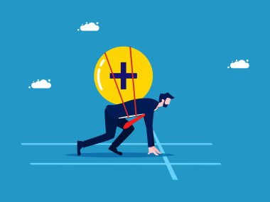 İyimser ve avantajlı. İşadamı mutlu bir vektöre başlamaya hazırlanıyor