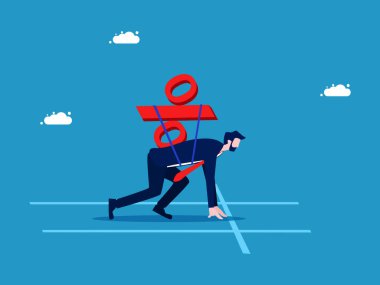 Faiz oranlarını yükseltmeye hazır. İşadamı yüzde vektörünü çalıştırmaya başla