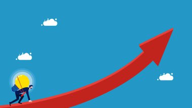 Büyümeye adanmış. Büyüme oku vektörüne başlayan bilgili iş adamı