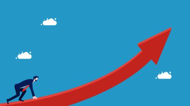 Büyümeye adanmış. Büyüme oku vektörü konusunda yenilikçi iş adamı