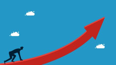 Büyümeye adanmış. Büyüme oku vektöründe yenilikçi bir adam