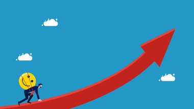 İyimserlik büyüyor. Pozitif düşünen iş adamı kariyer vektöründe büyümeye hazır.