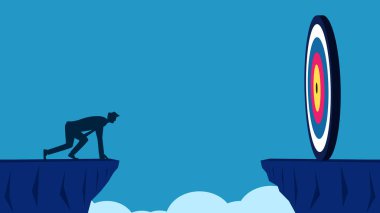 Adam büyük hedefler için engelleri göze almaya hazır vektör.