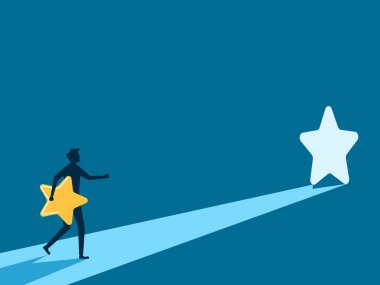 Önünüzdeki fırsatı görün. İş adamı yıldız kapısında ışık görüyor. Vektör