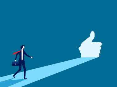 Harika bir fırsat. İşadamı kapıda ikon gibi ışık görüyor. Vektör