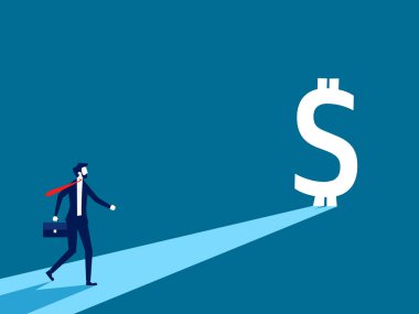 Yatırım fırsatı. İşadamı para kapısı ikonunda ışık gördü. Vektör
