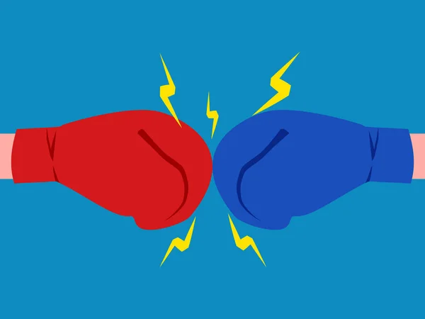 Boxerkampf Die Handschuhe Der Roten Und Blauen Boxer Vektor — Stockvektor