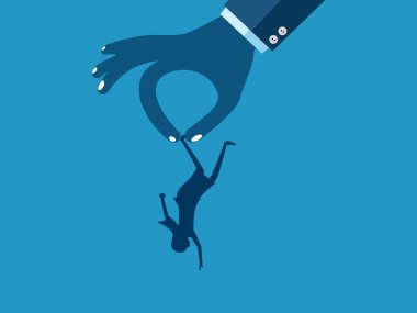 İşten kovuldum. İş kadını geride kaldı. vektör illüstrasyonu