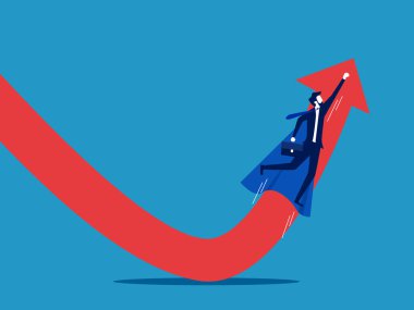 Dönüm noktası. İş adamı en düşük noktadan geriledi. Yatırım fikirleri. vektör