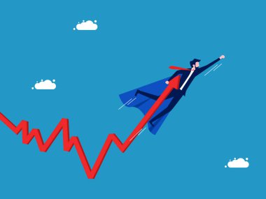 Krizi aşmak. İş adamı kriz grafiğini destekliyor. Vektör