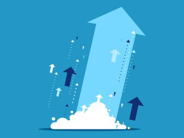 Büyüyen ok gökyüzüne doğru süzüldü. vektör illüstrasyonu