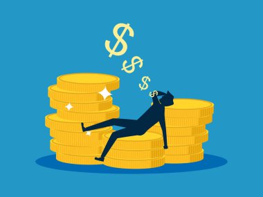 Zengin ve zengin insanlar. İnsan erken emekli olarak finansal özgürlüğe kavuşur. vektör