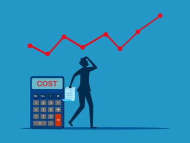 Maliyetler karı etkiler. Maliyet çizelgesi vektörüne bakan işadamı