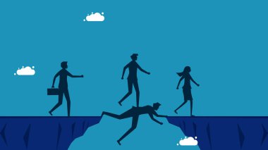 Başkalarına yardım. İş liderleri, diğerlerini uçurumlara taşımak için kendilerini köprü olarak kullanırlar. Vektör