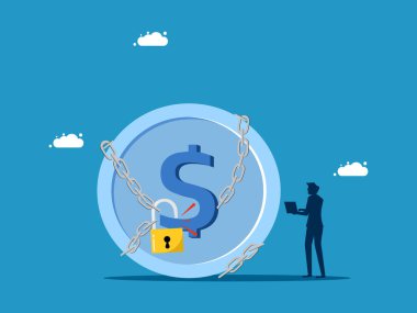 Yatırım sorunlarını çöz. İş adamı, zincir vektöründen gelen parayı açar