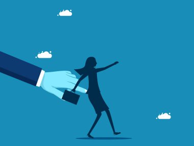 Davranışı geliştirmek için uyarı. İşadamı müdürü çalışanı parmağıyla dürtüyor. vektör illüstrasyonu