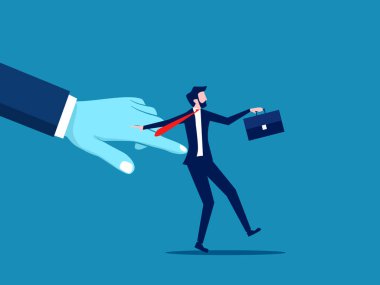 Verimliliği arttırma önerileri. İşadamı müdürü çalışanı parmağıyla dürtüyor. vektör illüstrasyonu