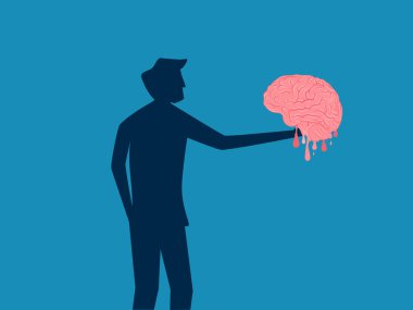 Bunama. Adamın beyni erimiş. vektör illüstrasyonu