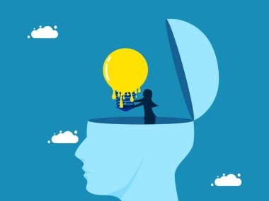 Bunama. Kadın koca kafanın erimiş beynini kaldırıyor. vektör illüstrasyonu