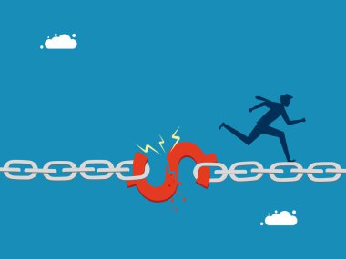 Tedarik zincirinde sorun var. İşadamı bozuk para zinciri vektöründen kaçıyor