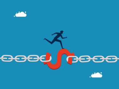 Finansal istikrar. Finans zinciri vektörü üzerinde çalışan bir işadamı