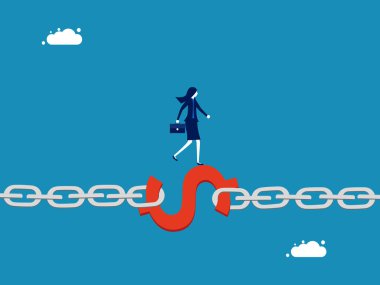 Finansal istikrar, finansal özgürlük. Finans zinciri vektöründeki iş kadını