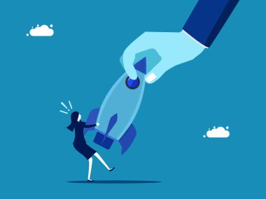 Özel işler için savaş. Büyük bir el, küçük bir iş kadınıyla roket çekme yarışına girdi. Vektör