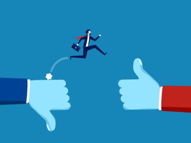 Tövbe edin, geliştirin. İşadamı büyük fırsat vektörüne atladı