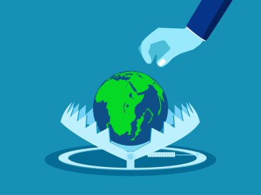 Dünya kapana kısıldı. İş adamı ayı tuzağı vektöründen küreyi aldı