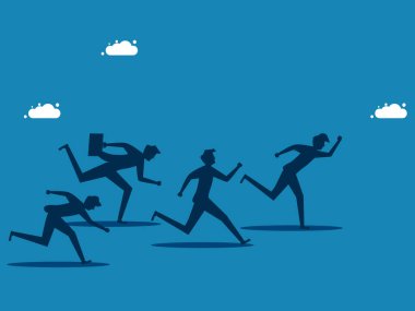 Rekabet. İş adamları birbirlerine karşı yarışıyor. Vektör