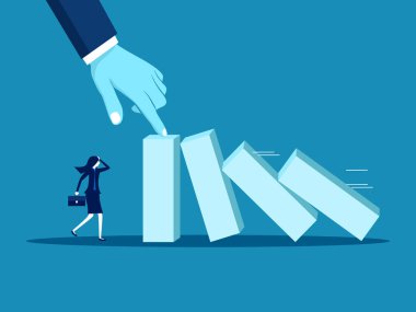 İş yardımı. İşadamı Yöneticisi Domino etkisini Durdurdu. vektör