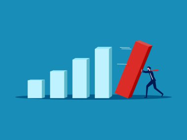 Kriz kurtarma. İş adamı çizelgeden düşmeyi durdurdu. Vektör