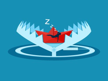 Tuzağa düşmüş bir iş adamı. Riskli iş konsepti vektörü