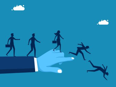 İş fikri. Takım işi kolları ellerinde yanlış sipariş vektörüne işaret ederek sıraya girer.