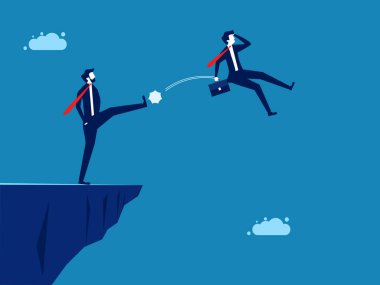 İşten çıkarılma, iş yerinde ihanet. İş adamı bir kişiyi uçurum vektöründen atar