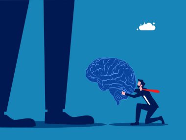 İstihbarat ver. Küçük işadamı büyük bir iş adamına beyin verir. Vektör