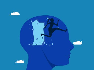 Yeni fikirler yaratmak için yaratıcılık. İş kadını beyin taşıyıcısını yok etti