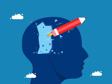 Yaratıcı kafa. Roket kalem kafa vektöründen uçar.