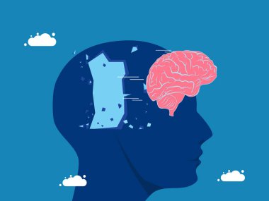 Eski konsepti kır. Beyin, dev kafa vektörünün içinden geçer.