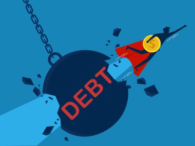 Borç sorunlarını çöz. İşadamı, borç vektörünü sermaye vektörüyle açıyor