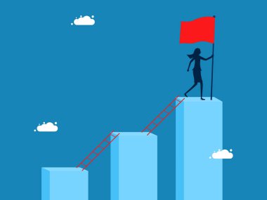 Büyüyen kariyer yolu kavramı. Büyüyen çubuk grafik merdiveni vektörünü arttır
