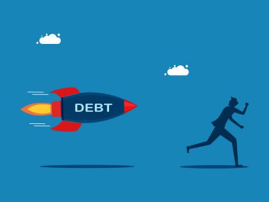 Kredi başarısız oldu. Adam borç vektöründen kaçıyor