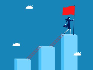 Gelecekteki büyüme yolu. Büyüyen çubuk grafik merdiveni vektörünü arttır