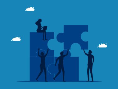 Sorunları çözmek için birbirimize yardım ederiz. Çalışanlar bir yapboz vektörünün oluşturulmasına yardım eder