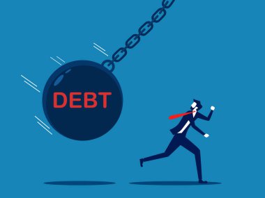 Borç sorunları. İşadamı borç topundan kaçıyor.