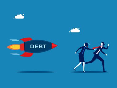 Borcumu ödeyecek param yok. İşadamı roket vektörüyle sıkışan borçtan kaçıyor