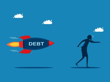 Kredi başarısız oldu. Kadın borç vektöründen kaçıyor